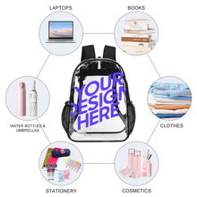 Charger l'image dans la galerie, Sac à dos transparent 43 cm personnalisée avec prénom motif texte