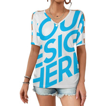 Charger l'image dans la galerie, T-shirt à manches courtes pour femme à épaules dénudées LM077 personnalisé avec photo texte prénom (conception une image)