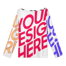 Charger l'image dans la galerie, T-shirt ample à manches longues et col incliné XVL pour femme personnalisée avec prénom motif texte (conception multi-images)