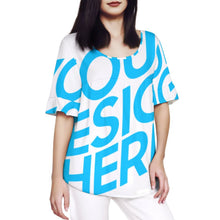 Charger l'image dans la galerie, T-shirt femme à col rond et manches en feuille de lotus NT104 personnalisé avec photo texte prénom (conception une image)