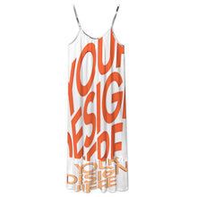 Charger l'image dans la galerie, Robe midi femme fines bretelles D7Q personnalisée avec prénom motif texte (conception multi-images)