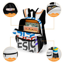 Charger l'image dans la galerie, Cartable enfant entièrement imprimé sac à dos d'école personnalisée avec prénom motif texte (conception multi-images)