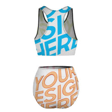 Charger l'image dans la galerie, Maillot de bain deux pièces bikini pour femme BK2106 personnalisée avec prénom motif texte (conception multi-images)