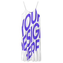Charger l'image dans la galerie, Robe midi femme D7Q à fines bretelles personnalisé avec photo texte prénom (conception une image)