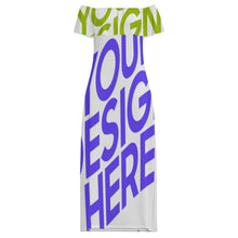 Charger l'image dans la galerie, Robe à épaules dénudées MXLD292 pour femme robe longue bustier RRCQ personnalisée avec prénom motif texte (conception multi-images)