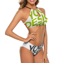 Charger l'image dans la galerie, Maillot de bain bikini licou pour femme BK2040 personnalisée avec prénom motif texte (conception multi-images)