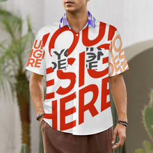 Charger l'image dans la galerie, Chemise homme manches courtes LM056 avec revers et double poches à rabat personnalisée avec prénom motif texte (conception multi-images)