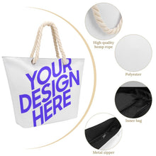 Charger l'image dans la galerie, Sac cabas grande capacité en corde de chanvre XB0601066 personnalisé avec photo texte prénom (conception une image)