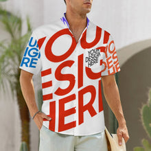 Charger l'image dans la galerie, Chemise homme col montant manches courtes avec poche LM058 personnalisée avec prénom motif texte (conception multi-images)