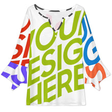 Charger l'image dans la galerie, Chemisier à manches pétales pour femmes VJK été manches 3/4 décontracté col en V haut personnalisée avec prénom motif texte (conception multi-images)