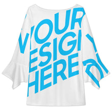 Charger l'image dans la galerie, Hauts pour femmes manches 3/4 pétales col en V bouton t-shirt VJK personnalisé avec photo texte prénom (conception une image)