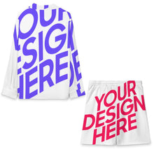 Charger l'image dans la galerie, Ensemble chemise à manches longues et short avec cordon A18TZ pour femme personnalisé avec photo texte prénom (conception une image)