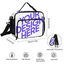 Charger l'image dans la galerie, Sac à lunch isotherme grande capacité 30 x 24.5 x 11 cm personnalisée avec prénom motif texte