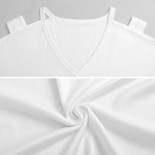 Charger l'image dans la galerie, T-shirt à manches courtes pour femme à épaules dénudées LM077 personnalisé avec photo texte prénom (conception une image)