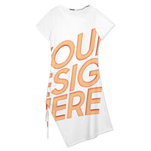 Charger l'image dans la galerie, Robe femme manches courtes fente latérale haute avec cordon de serrage A44Q personnalisée avec prénom motif texte (conception multi-images)