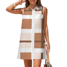 Charger l'image dans la galerie, Robe chemise sans manches effet lin boutonnée pour femme