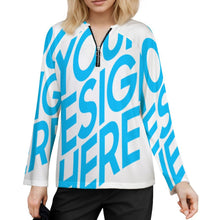 Charger l'image dans la galerie, Haut à manches longues à fermeture éclair en V pour femme NT58 personnalisé avec photo texte prénom (conception une image)