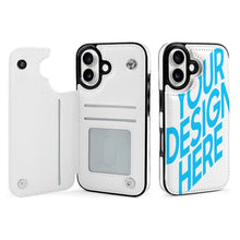 Charger l'image dans la galerie, Étui de protection en cuir TPU pour iPhone 16 avec fonction support pour étui pliable personnalisée avec prénom motif texte