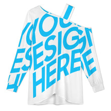 Charger l'image dans la galerie, T-shirt mi-long à manches longues et bretelles asymétriques LDV personnalisé avec photo texte prénom (conception une image)