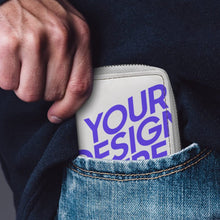 Charger l'image dans la galerie, Sac à cartes en cuir zippé en PU personnalisée avec prénom motif texte (conception multi-images)