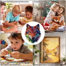 Charger l'image dans la galerie, Puzzle en bois irrégulier en forme de tête de loup personnalisé avec photo texte prénom