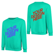 Charger l'image dans la galerie, 100% coton imprimé devant et dos unisexe sweat-shirt à manches longues hommes femmes différentes couleurs pull-shirt personnalisé avec photo texte prénom