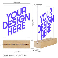 Charger l'image dans la galerie, Veilleuse en acrylique avec socle carré en bois personnalisé avec photo texte prénom