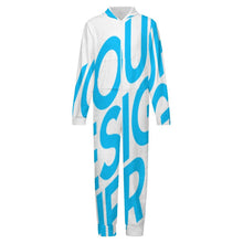 Charger l'image dans la galerie, Combinaison en flanelle LTWY87 à manches longues avec fermeture éclair et capuche pour 2 à 15 ans personnalisé avec photo texte prénom (conception une image)