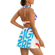 Charger l'image dans la galerie, Ensemble maillot de bain deux pièces mini-jupe fendue femme 308977 personnalisé avec photo texte motif (conception multi-images)