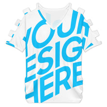 Charger l'image dans la galerie, T-shirt à manches courtes pour femme à épaules dénudées LM077 personnalisé avec photo texte prénom (conception une image)