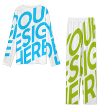 Charger l'image dans la galerie, Ensemble haut et pantalon décontracté à manches longues pour femme A86TZ personnalisé avec photo texte prénom (conception une image)