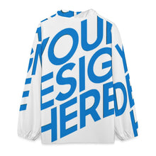 Charger l'image dans la galerie, Chemise femme col V à volants et manches longues A1S personnalisé avec photo texte prénom (conception une image)