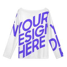 Charger l'image dans la galerie, T-shirt à manches longues col incliné pour femme XVL personnalisé avec photo texte prénom (conception une image)