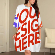 Charger l'image dans la galerie, Pyjama t-shirt en peluche pour femme grandes tailles LM475 personnalisée avec prénom motif texte (conception multi-images)