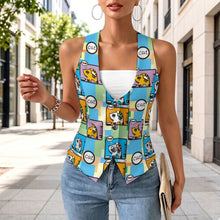 Charger l'image dans la galerie, Gilet Sans Manches Femme Col V Personnalisable Style Tailleur