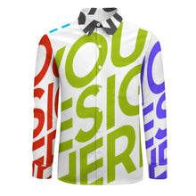 Charger l'image dans la galerie, Chemise décontractée à manches longues pour homme en imitation lin personnalisée avec prénom motif texte (conception multi-images)