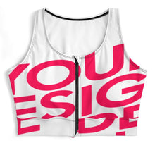 Charger l'image dans la galerie, Soutiens-gorge de sport à fermeture éclair sur le devant pour femmes SDS2007 personnalisé avec photo texte prénom (conception une image)