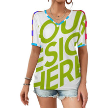 Charger l'image dans la galerie, T-shirt à manches courtes et épaules dénudées pour femme LM077 personnalisée avec prénom motif texte (conception multi-images)