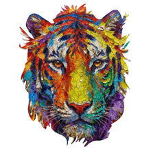 Charger l'image dans la galerie, Puzzle en bois irrégulier en forme de tête de tigre personnalisé avec photo texte prénom