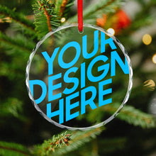 Charger l'image dans la galerie, Pendentif décoratif circulaire en verre pour sapin de Noël personnalisée avec prénom motif texte