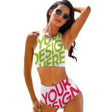 Charger l'image dans la galerie, Maillot de bain deux pièces bikini pour femme BK2106 personnalisée avec prénom motif texte (conception multi-images)