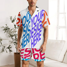 Charger l'image dans la galerie, Pyjama homme manches courtes en soie glacée LM135 personnalisée avec prénom motif texte (conception multi-images)