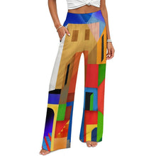 Charger l'image dans la galerie, Pantalon Large Femme Taille Haute Smockée — Personnalisable par Impression