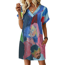 Charger l'image dans la galerie, Robe Casual Femme Col V Manches à Revers — Personnalisable par Impression
