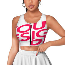 Charger l'image dans la galerie, Soutiens-gorge de sport à fermeture éclair sur le devant pour femmes SDS2007 personnalisé avec photo texte prénom (conception une image)