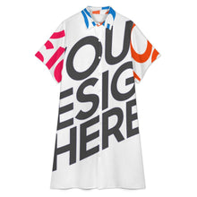 Charger l'image dans la galerie, Robe chemise midi manches courtes femme B15Q personnalisée avec prénom motif texte (conception multi-images)