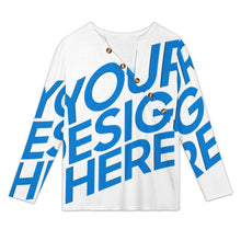 Charger l'image dans la galerie, Haut à manches longues boutonné à col incliné pour femme XCK personnalisée avec prénom motif texte (conception une image)