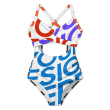 Charger l'image dans la galerie, Maillot de bain une pièce femme nombril nu SDSYY002 personnalisée avec prénom motif texte (conception multi-images)