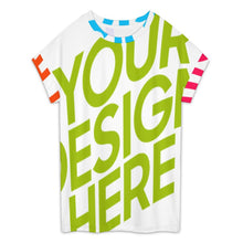 Charger l'image dans la galerie, T-shirt ras du cou à manches courtes et épaules tombantes pour femme NT105 personnalisée avec prénom motif texte (conception multi-images)