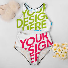 Charger l'image dans la galerie, Maillot de bain deux pièces bikini pour femme BK2106 personnalisée avec prénom motif texte (conception multi-images)